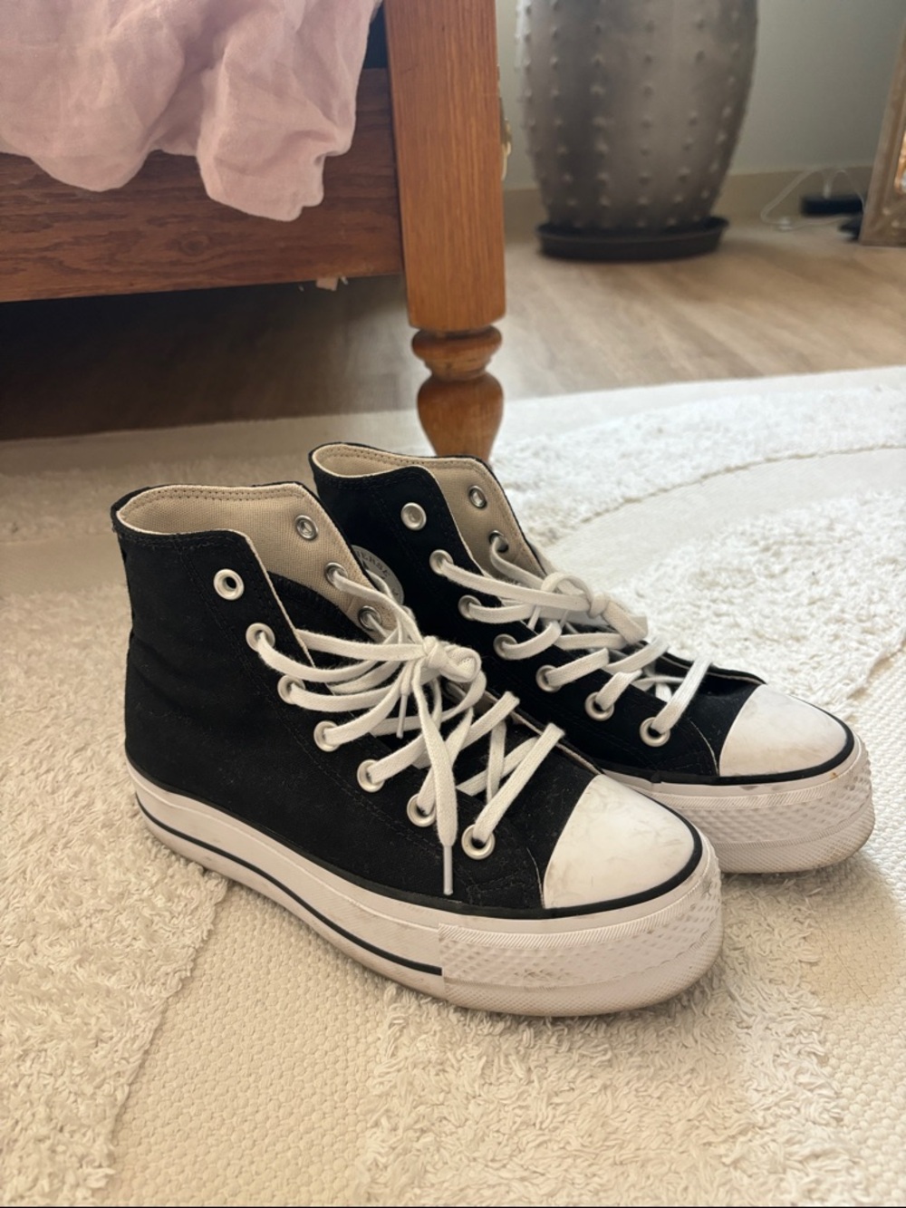 Converse Black and White Platform High-Top Sneakers